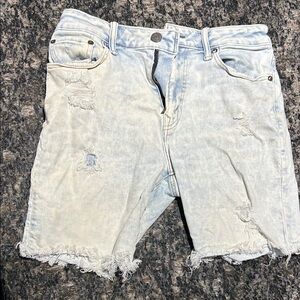 American Eagle Outfitters Light Blue Distressed Jean Shorts